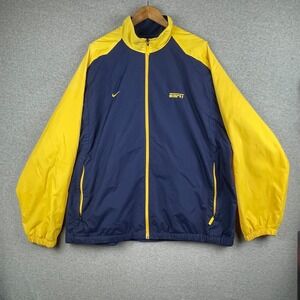 Vintage Nike Track Jacket Men XXL Blue Yellow Espn Windbreaker Embroidered